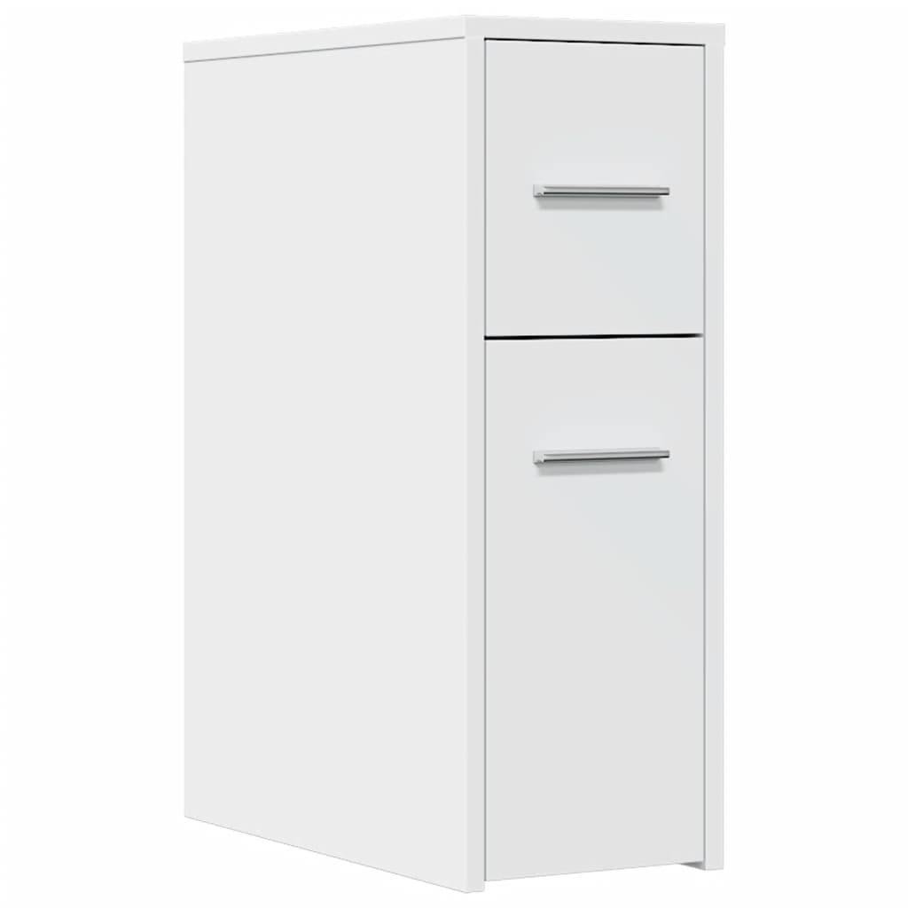 vidaXL Badschrank Schmal mit Rollen Weiß Holzwerkstoff