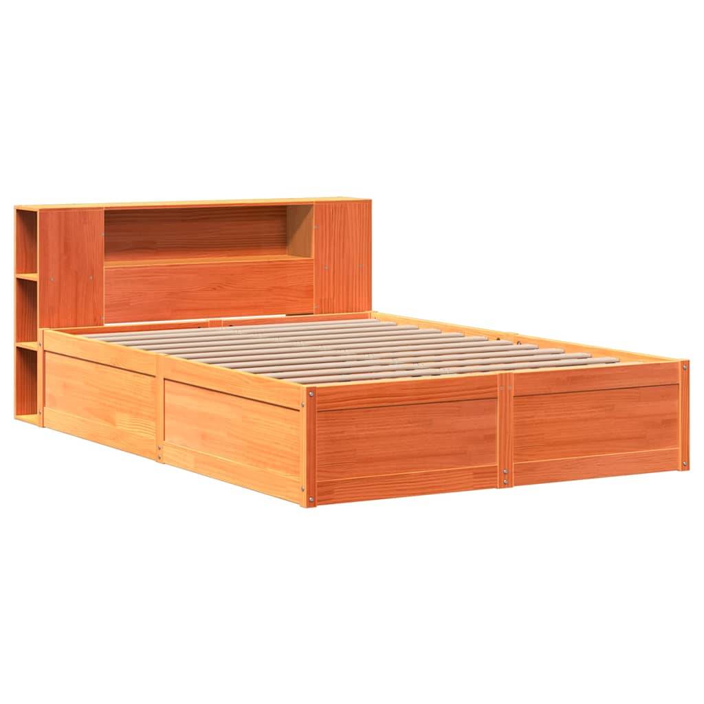 vidaXL Massivholzbett ohne Matratze Wachsbraun 140x200 cm Kiefernholz