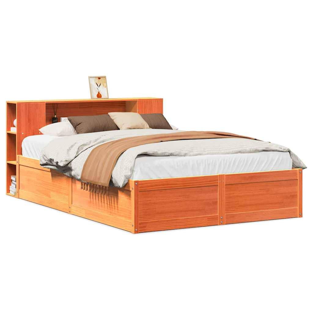 vidaXL Massivholzbett ohne Matratze Wachsbraun 140x200 cm Kiefernholz