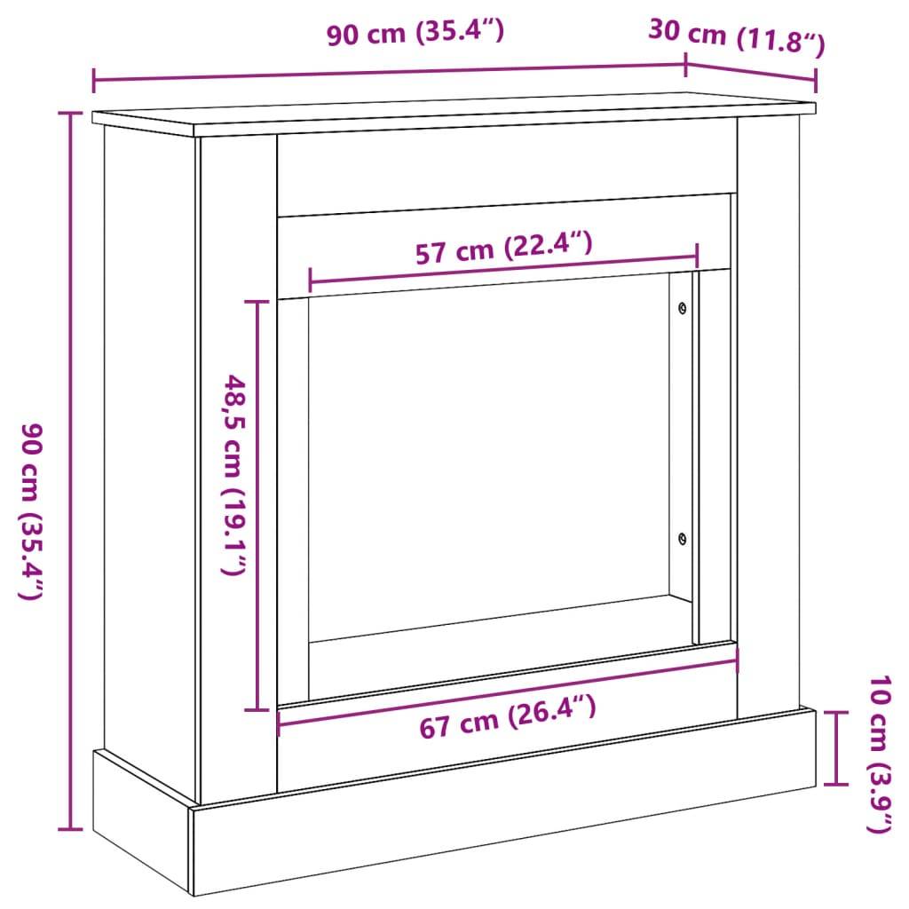 vidaXL Kaminumrandung Grau Sonoma 90x30x90 cm Holzwerkstoff