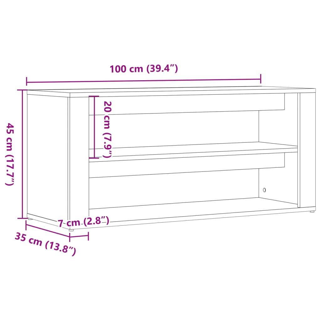vidaXL Schuhbank Artisan-Eiche 100x35x45 cm Holzwerkstoff
