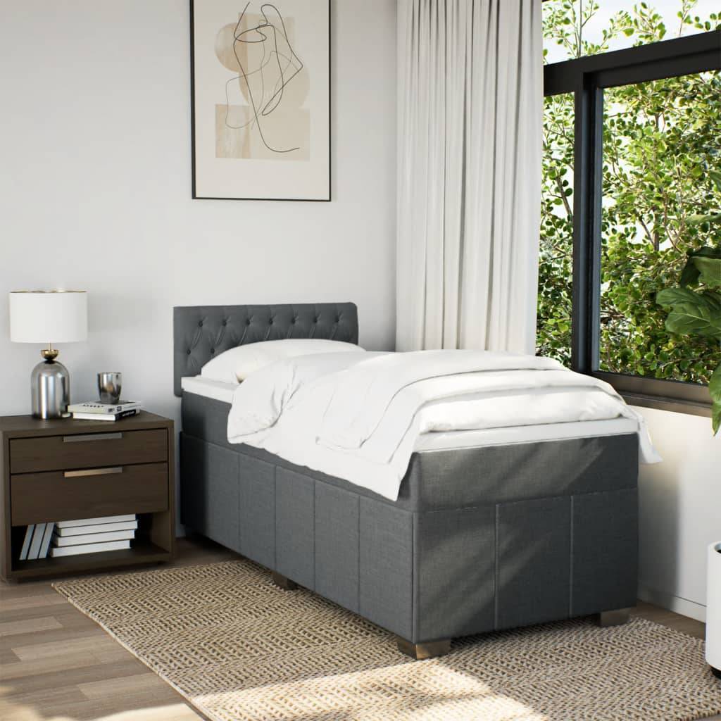 vidaXL Boxspringbett mit Matratze Dunkelgrau 80x200 cm Stoff