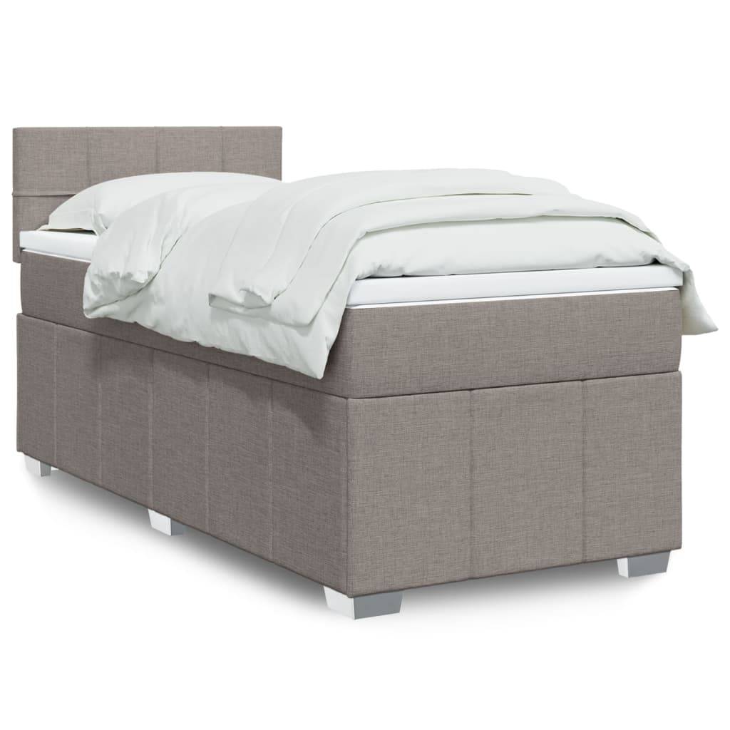 vidaXL Boxspringbett mit Matratze Taupe 100x200 cm Stoff