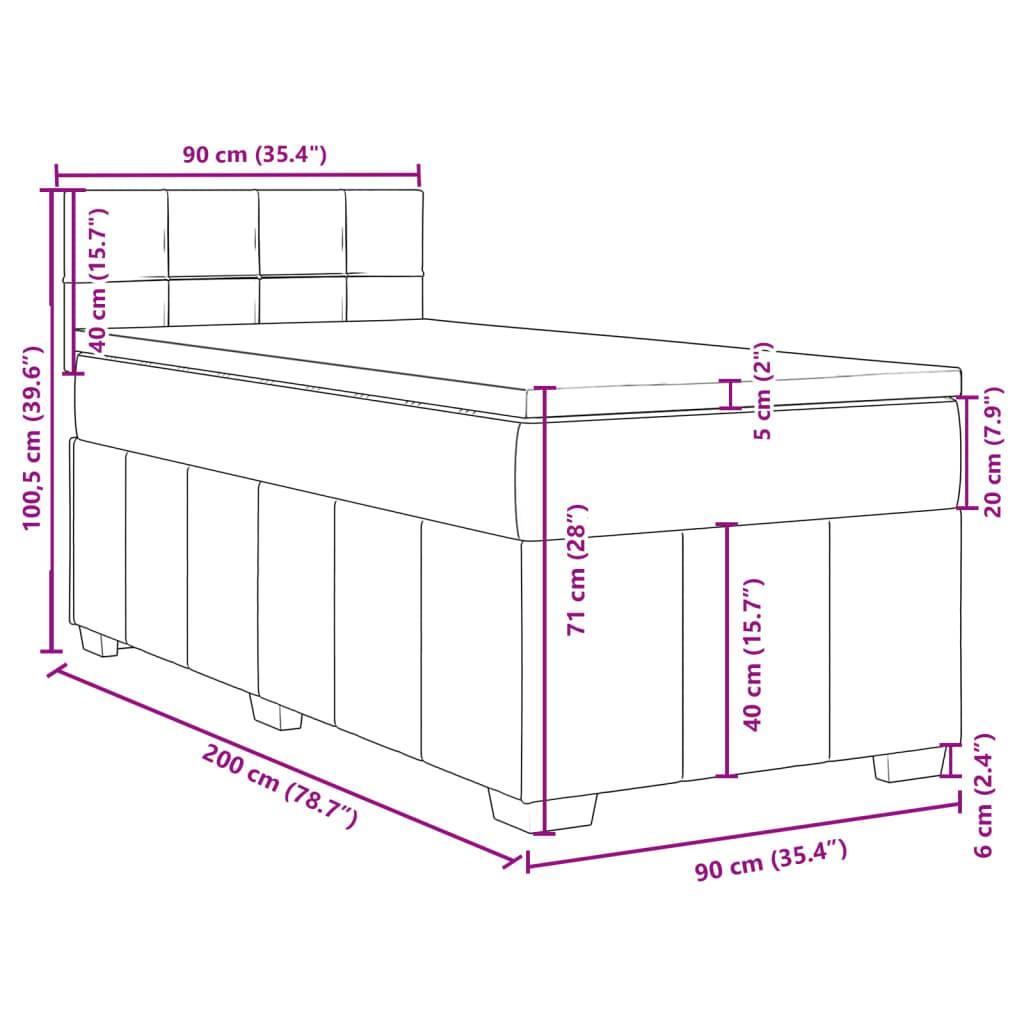 vidaXL Boxspringbett mit Matratze Schwarz 90x200 cm Stoff