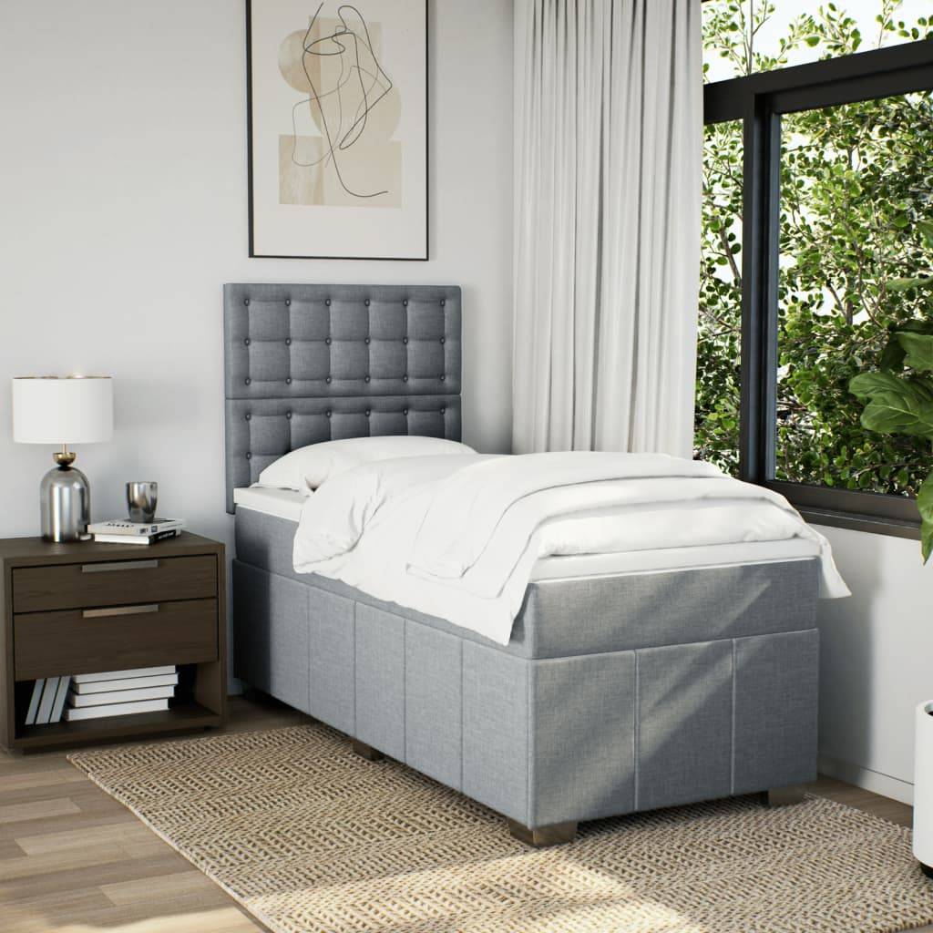 vidaXL Boxspringbett mit Matratze Hellgrau 80x200 cm Stoff