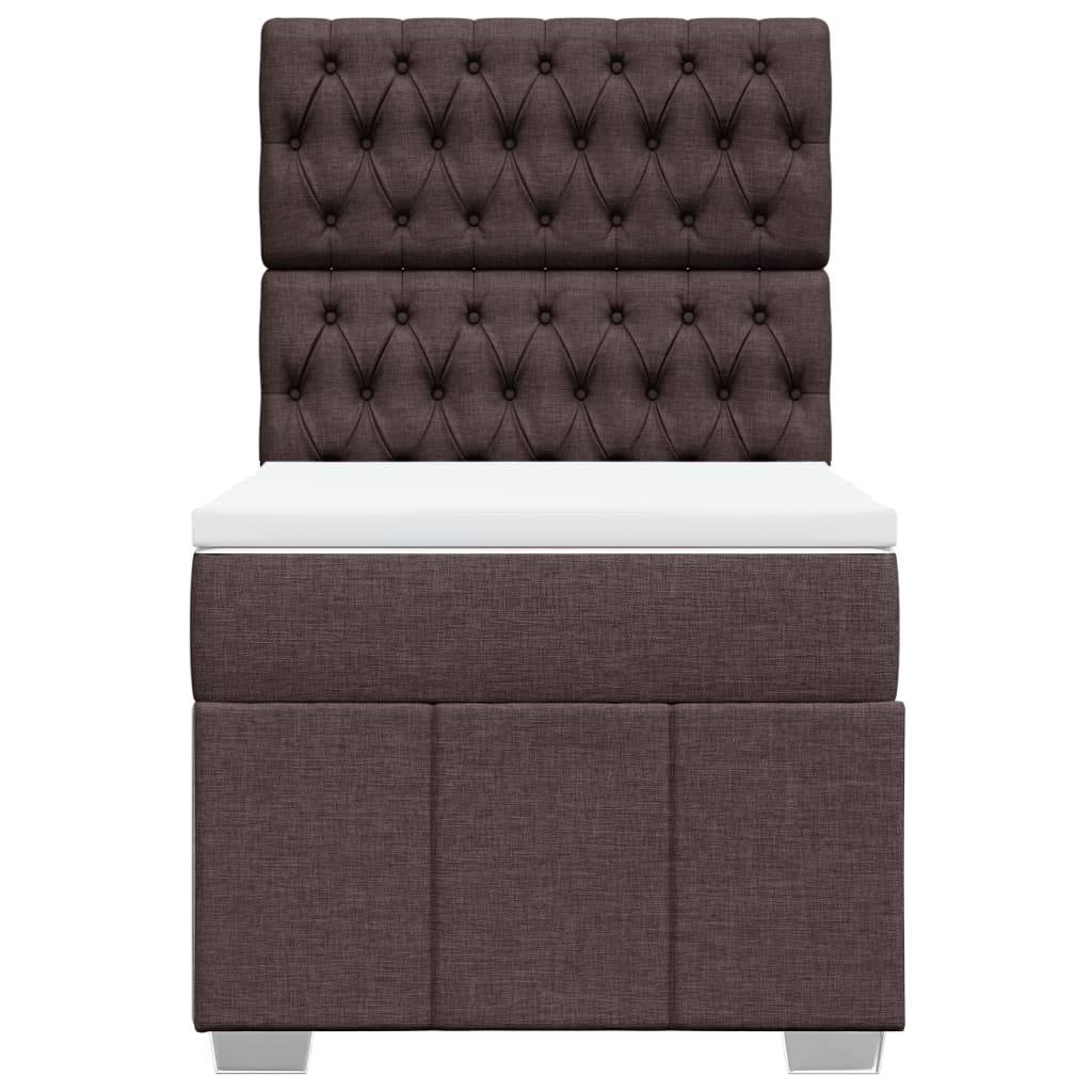 vidaXL Boxspringbett mit Matratze Dunkelbraun 100x200 cm Stoff