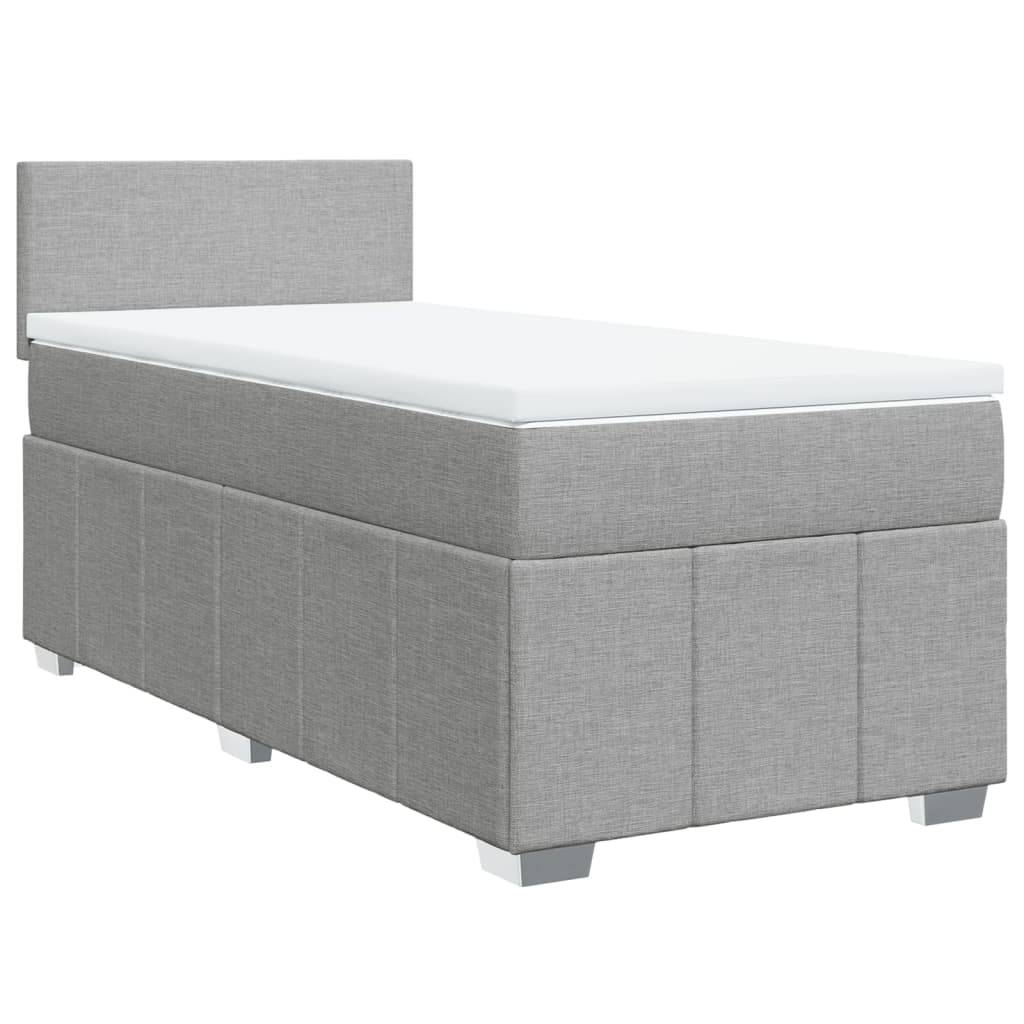vidaXL Boxspringbett mit Matratze Hellgrau 90x190 cm Stoff