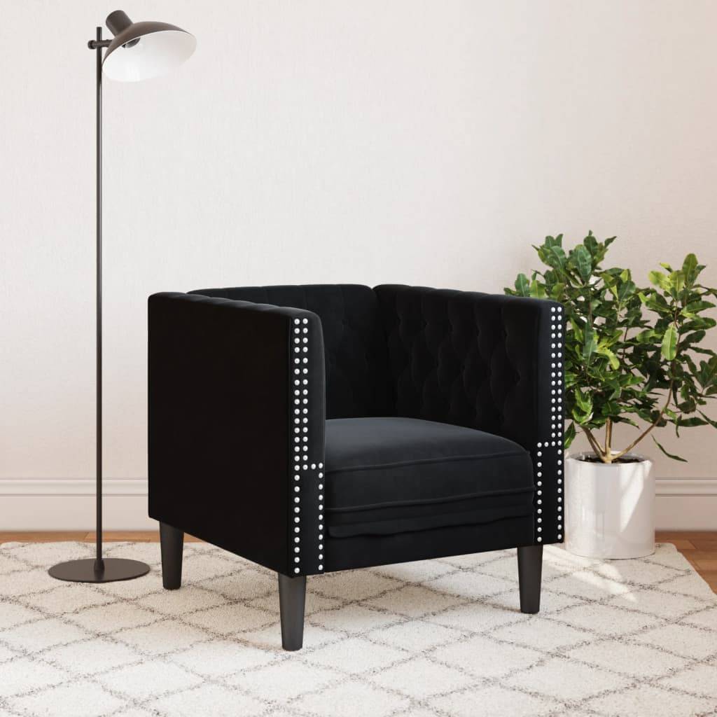 vidaXL Chesterfield-Sessel Schwarz Samt