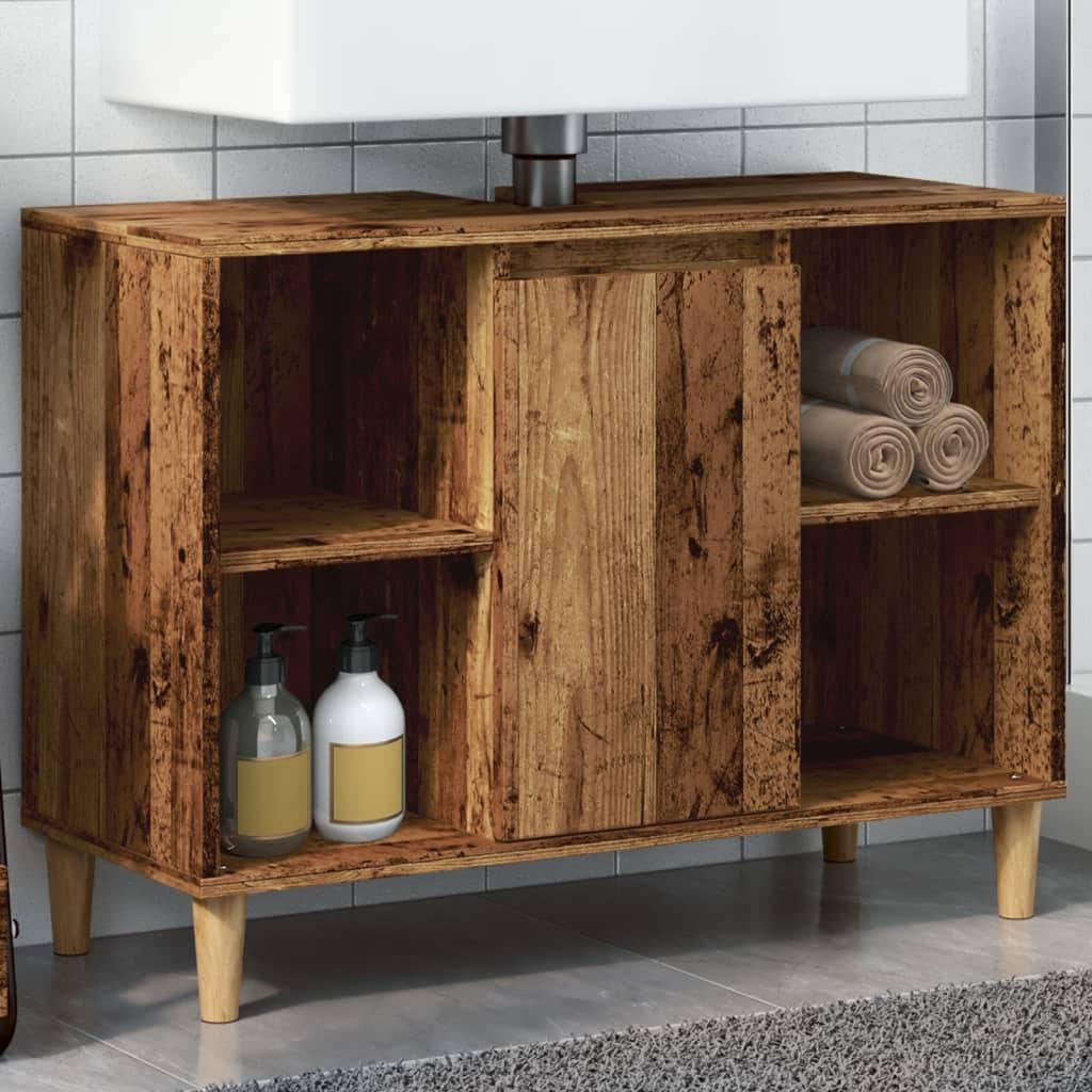 vidaXL Badschrank Altholz-Optik 80x33x60 cm Holzwerkstoff