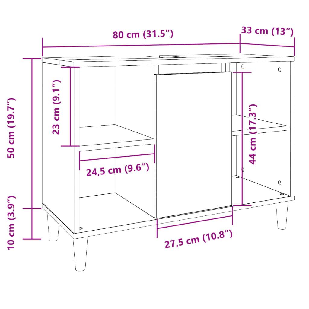 vidaXL Badschrank Altholz-Optik 80x33x60 cm Holzwerkstoff