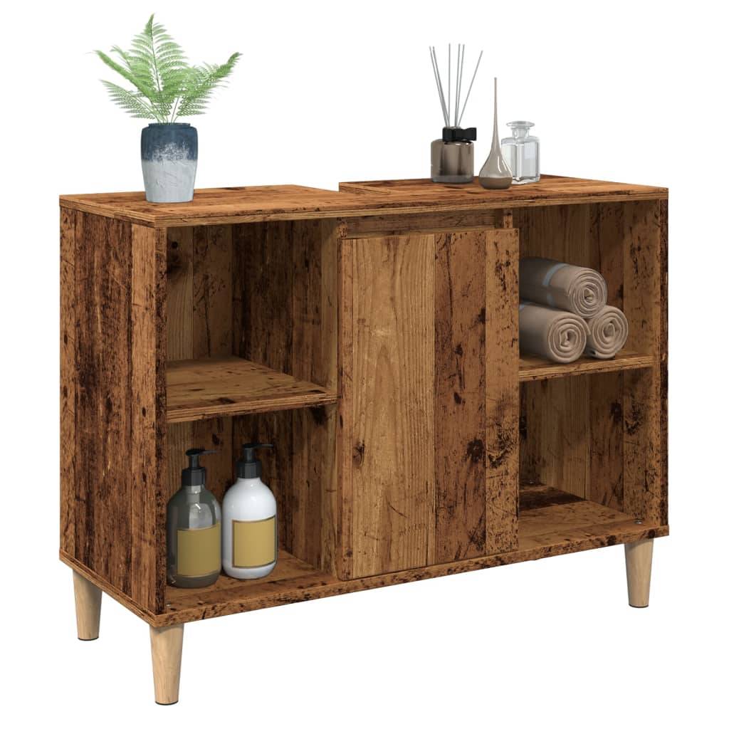 vidaXL Badschrank Altholz-Optik 80x33x60 cm Holzwerkstoff