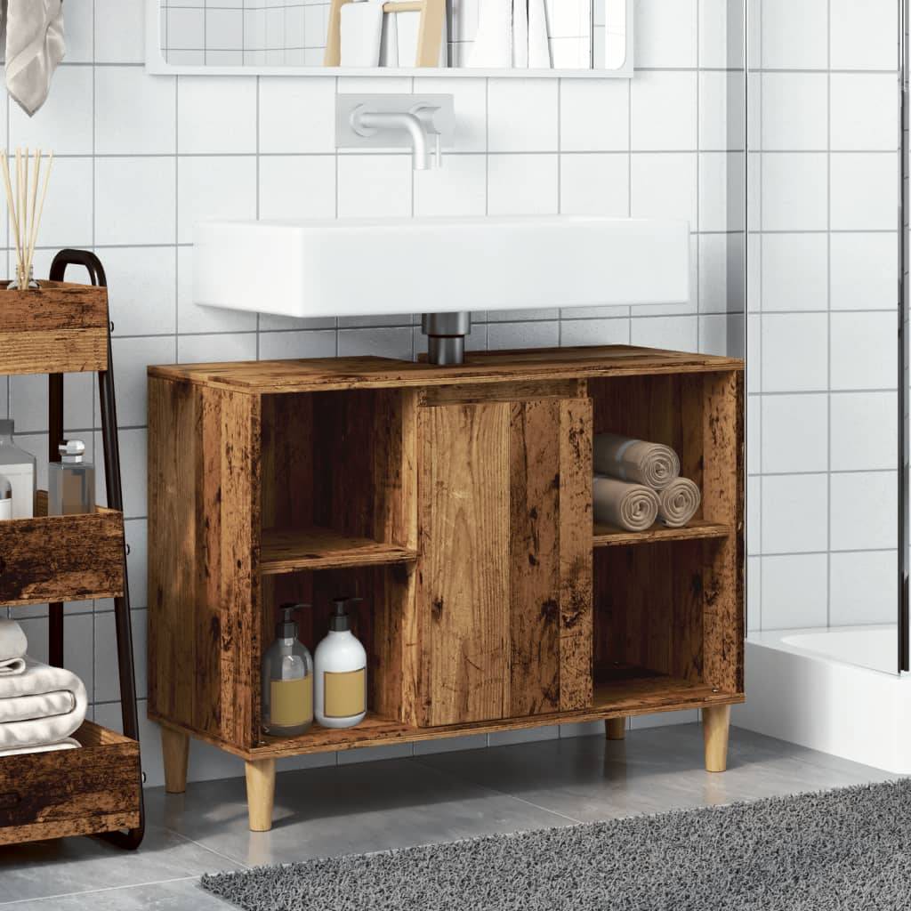vidaXL Badschrank Altholz-Optik 80x33x60 cm Holzwerkstoff