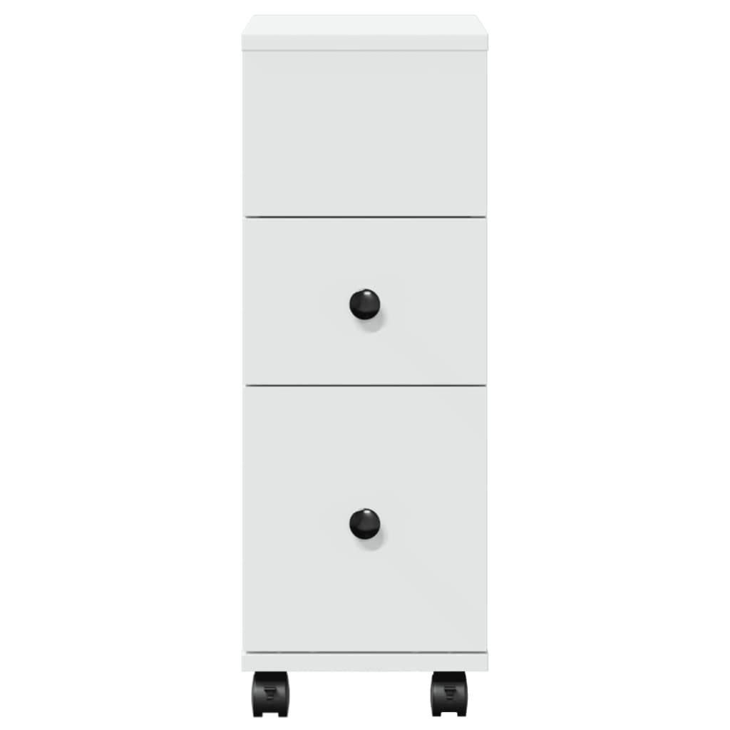 vidaXL Badschrank Schmal mit Rollen Weiß Holzwerkstoff