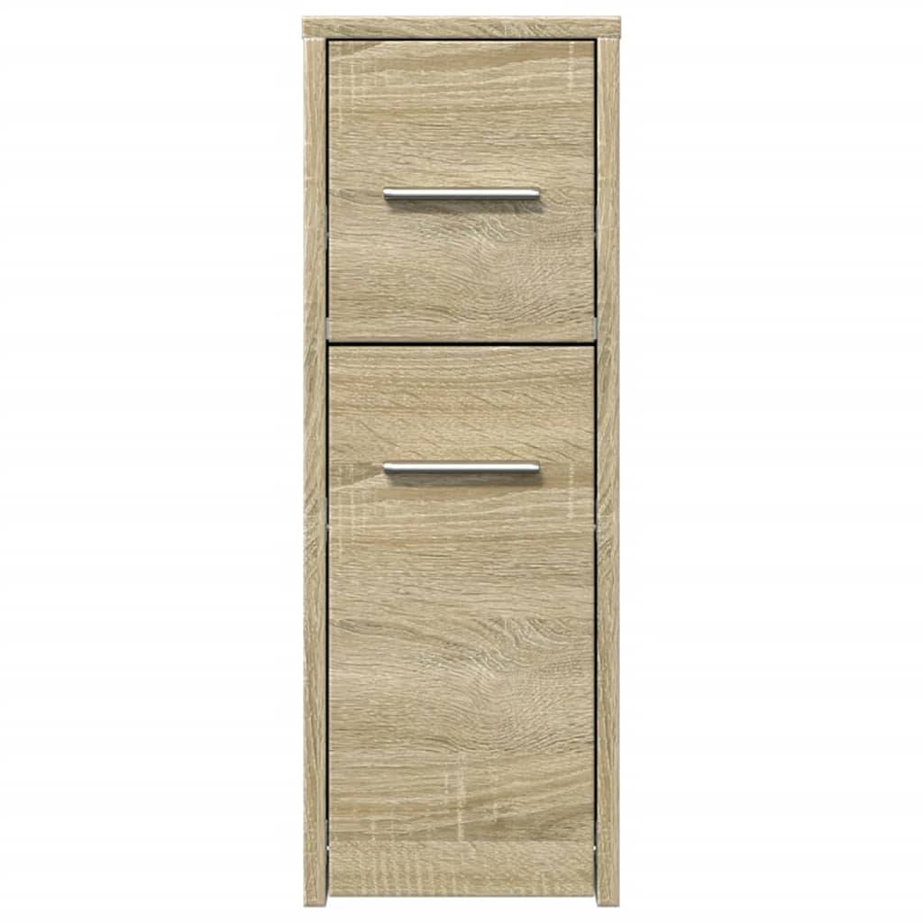 vidaXL Badschrank Schmal mit Rollen Sonoma-Eiche Holzwerkstoff