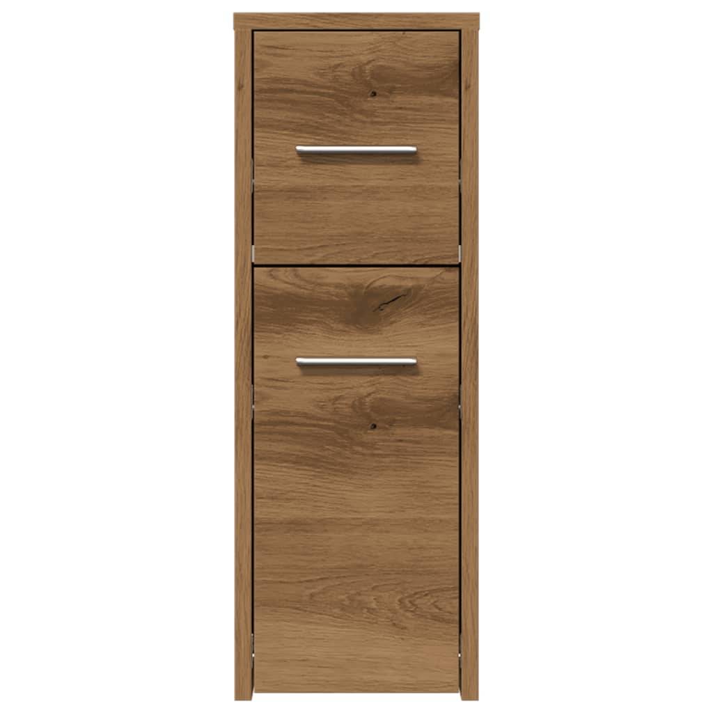 vidaXL Badschrank Schmal mit Rollen Artisan-Eiche Holzwerkstoff
