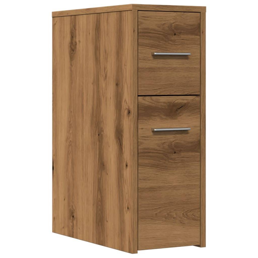 vidaXL Badschrank Schmal mit Rollen Artisan-Eiche Holzwerkstoff