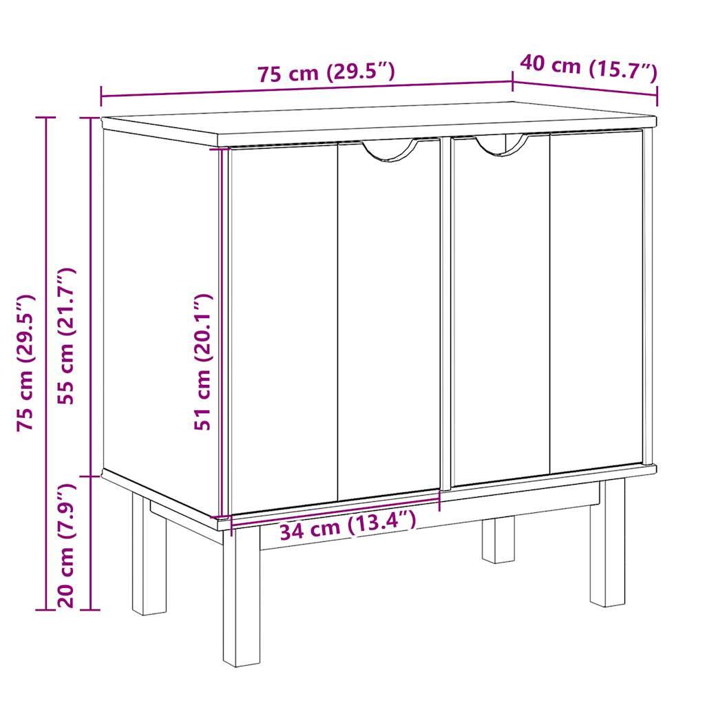 vidaXL Flurschrank OTTA 75x40x75 cm Massivholz Kiefer