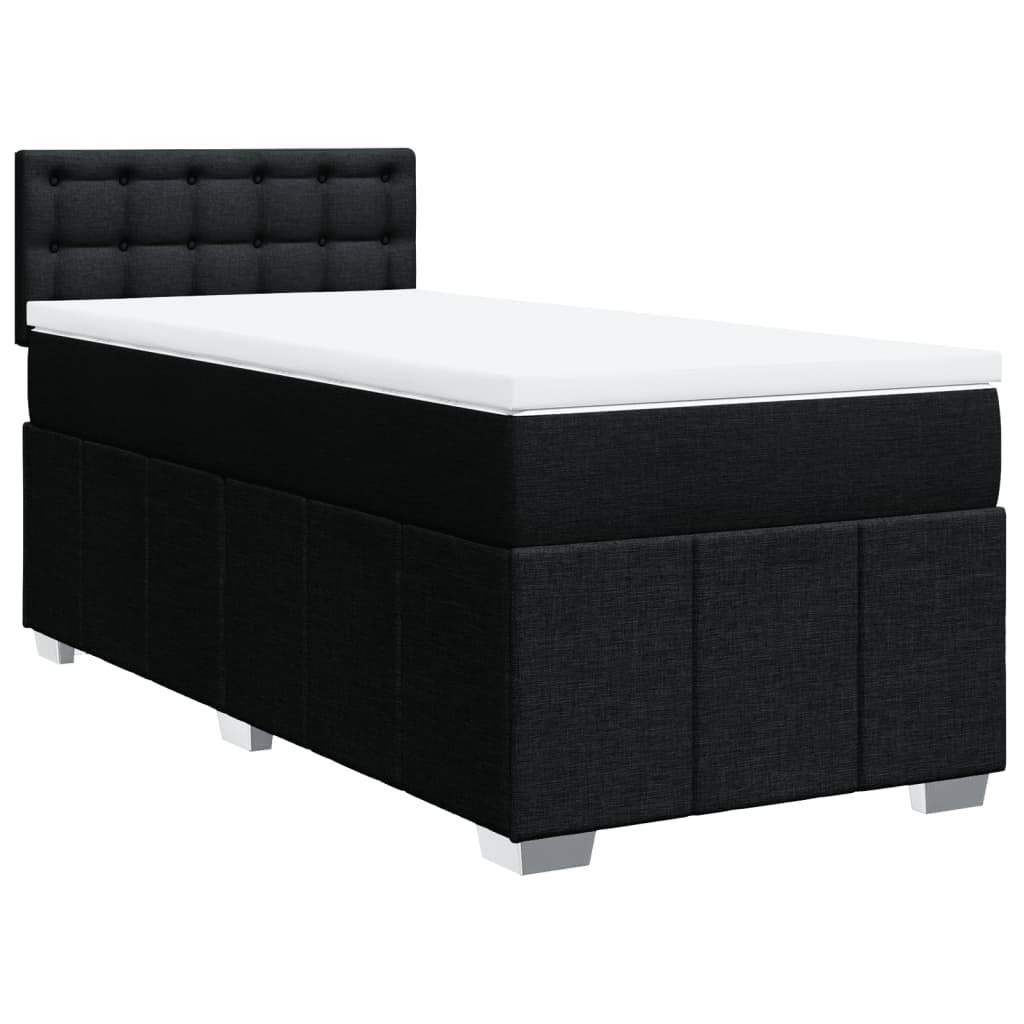 vidaXL Boxspringbett mit Matratze Schwarz 90x190 cm Stoff