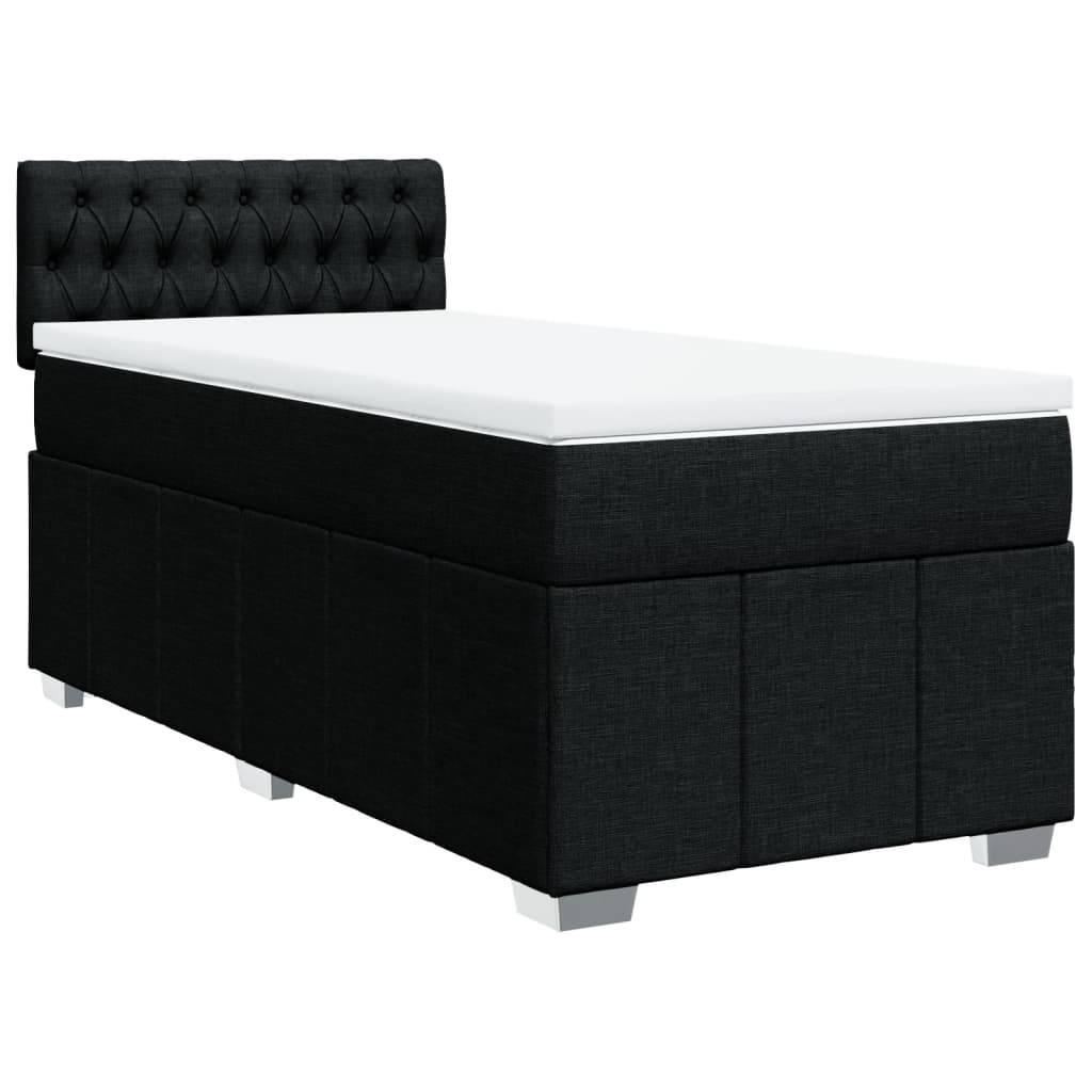 vidaXL Boxspringbett mit Matratze Schwarz 90x190 cm Stoff