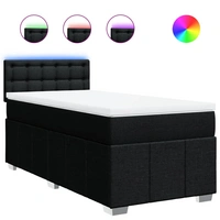 vidaXL Boxspringbett mit Matratze Schwarz 90x190 cm Stoff vidaXL Boxspringbett mit Matratze Schwarz 90x190 cm Stoff