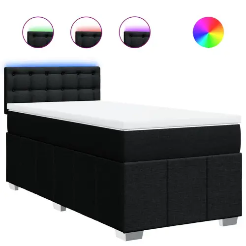 vidaXL Boxspringbett mit Matratze Schwarz 90x190 cm Stoff vidaXL Boxspringbett mit Matratze Schwarz 90x190 cm Stoff