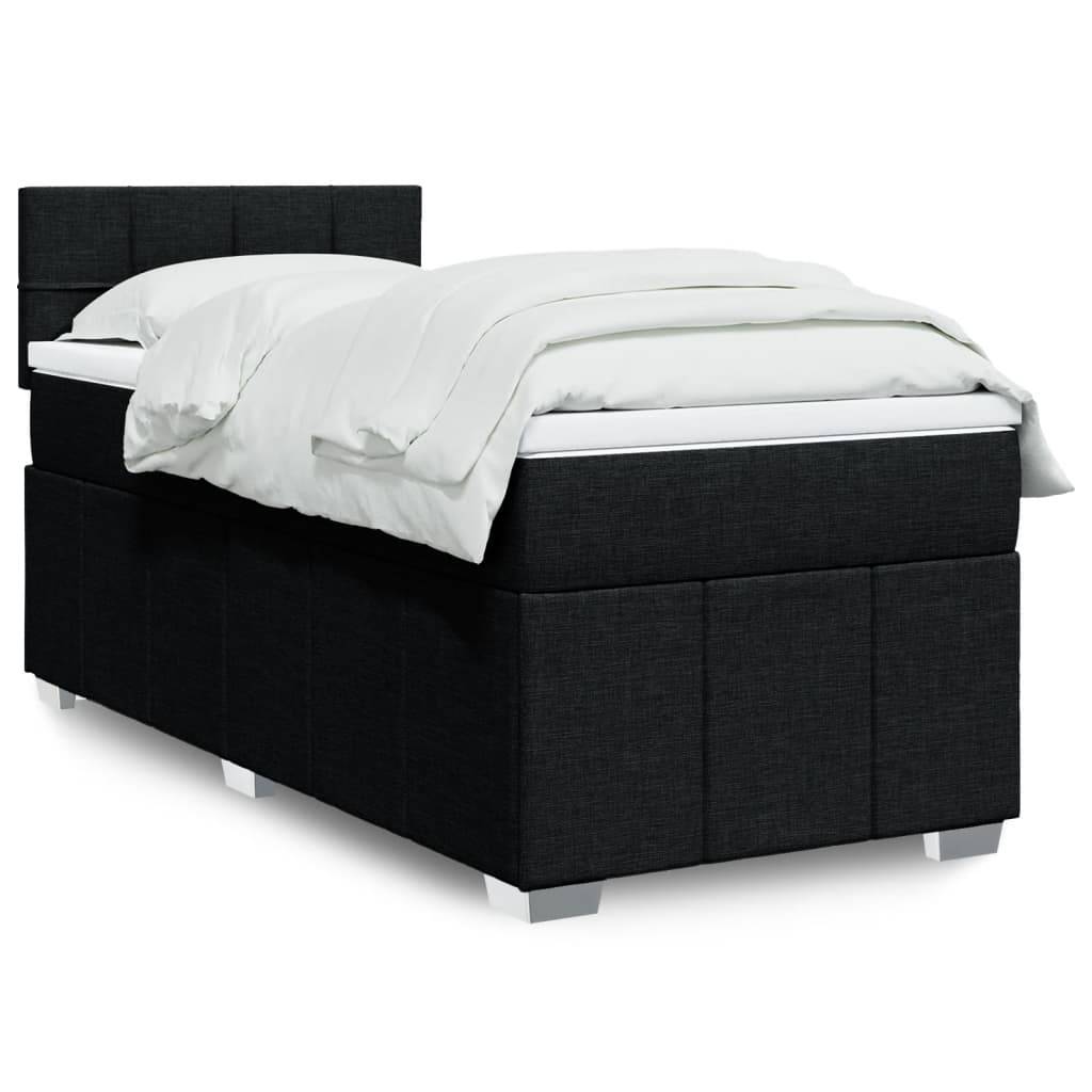vidaXL Boxspringbett mit Matratze Schwarz 90x200 cm Stoff