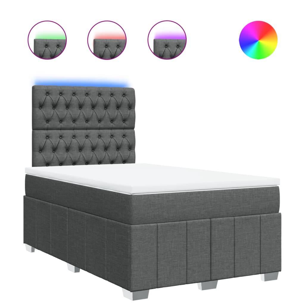 vidaXL Boxspringbett mit Matratze Dunkelgrau 120x190 cm Stoff