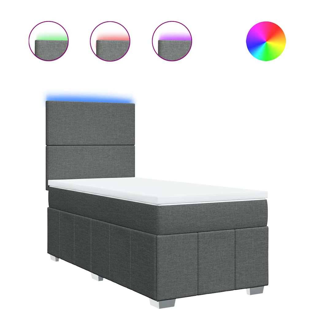 vidaXL Boxspringbett mit Matratze Dunkelgrau 80x200 cm Stoff