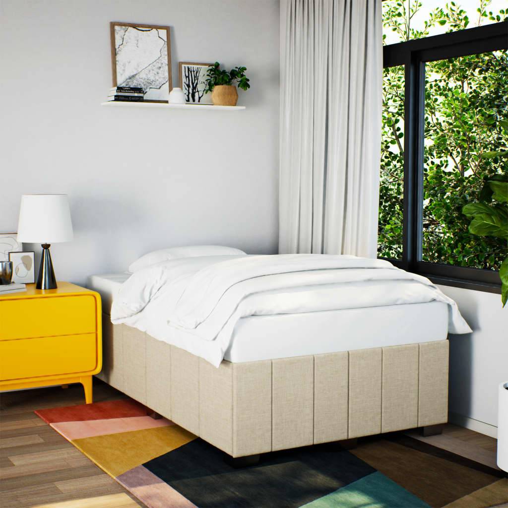 vidaXL Bettgestell ohne Matratze Creme 120x190 cm Stoff