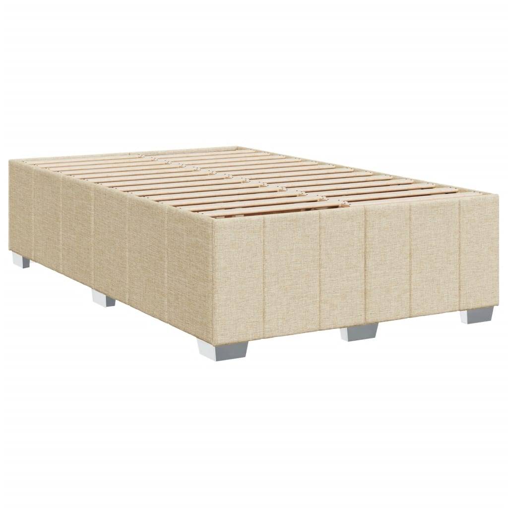 vidaXL Bettgestell ohne Matratze Creme 120x190 cm Stoff