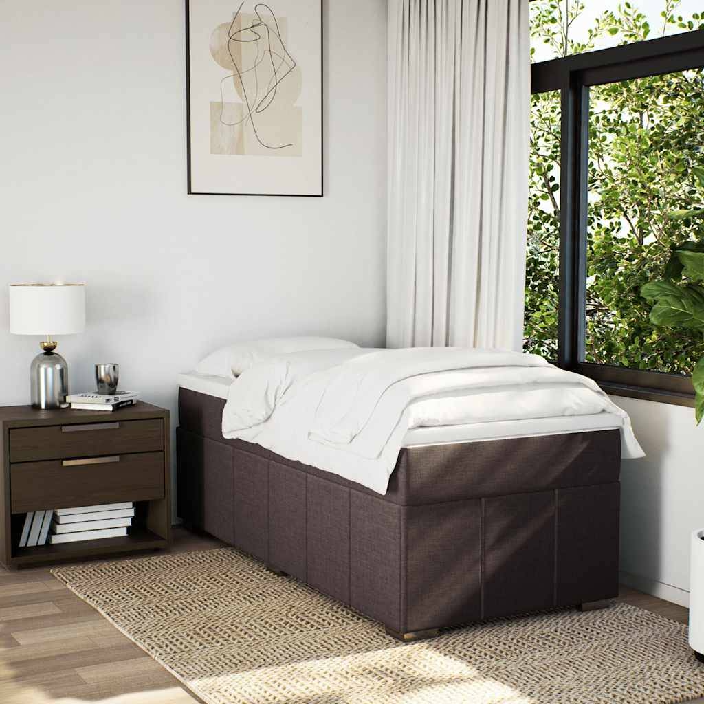 vidaXL Boxspringbett mit Matratze Dunkelbraun 100x200 cm Stoff