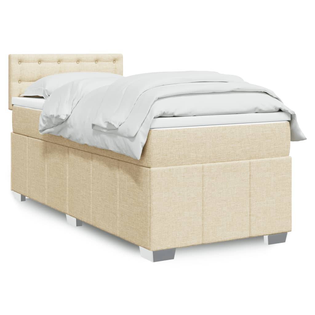 vidaXL Boxspringbett mit Matratze Creme 90x200 cm Stoff