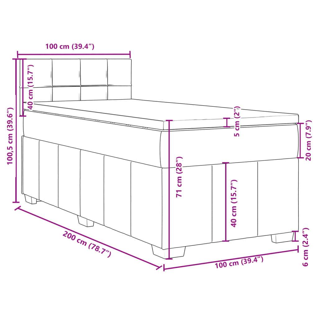 vidaXL Boxspringbett mit Matratze Taupe 100x200 cm Stoff