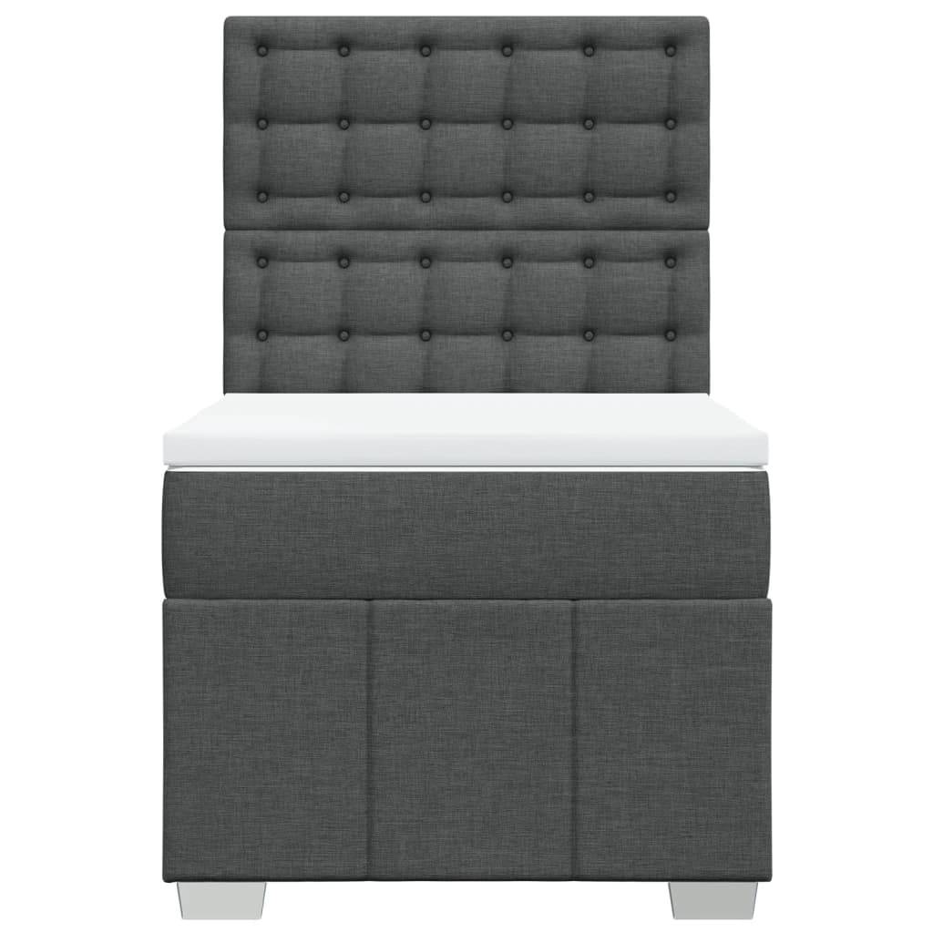 vidaXL Boxspringbett mit Matratze Dunkelgrau 90x190 cm Stoff
