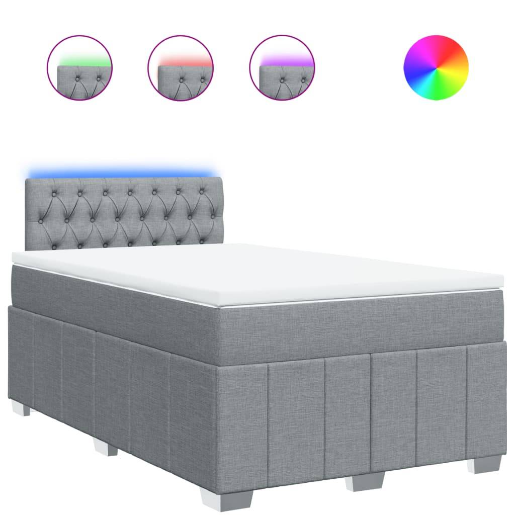 vidaXL Boxspringbett mit Matratze Hellgrau 120x190 cm Stoff