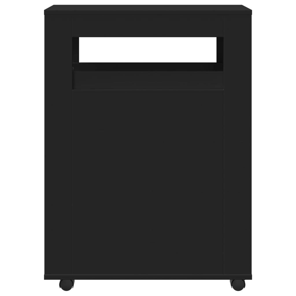 vidaXL Badschrank Schmal mit Rollen Schwarz Holzwerkstoff