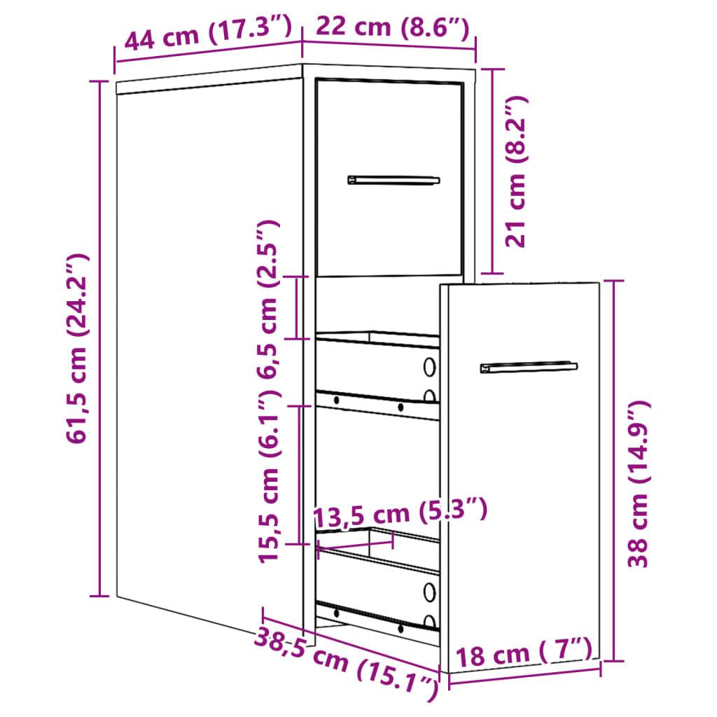 vidaXL Badschrank Schmal mit Rollen Artisan-Eiche Holzwerkstoff