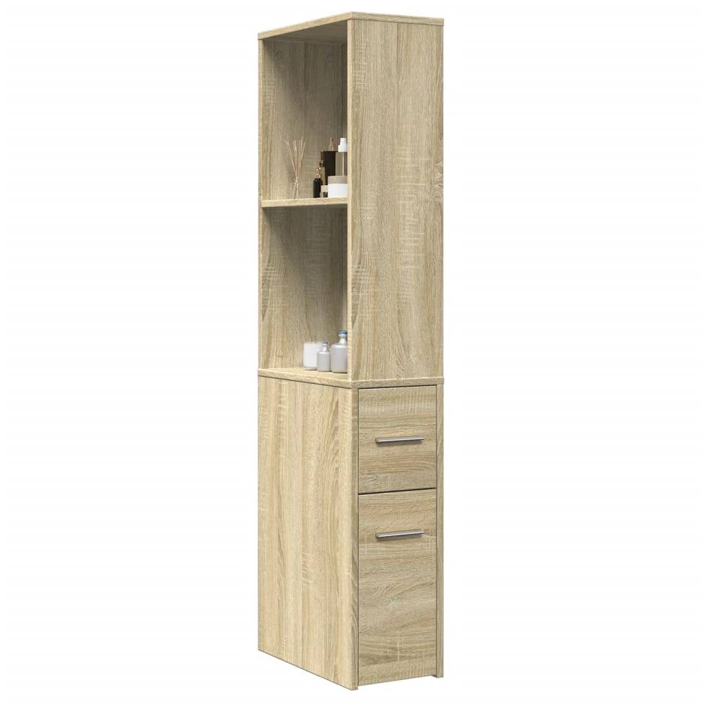 vidaXL Badschrank Schmal mit Rollen Sonoma-Eiche Holzwerkstoff