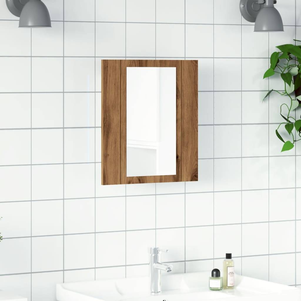 vidaXL LED-Spiegelschrank Artisan-Eiche 40x12x45 cm Holzwerkstoff