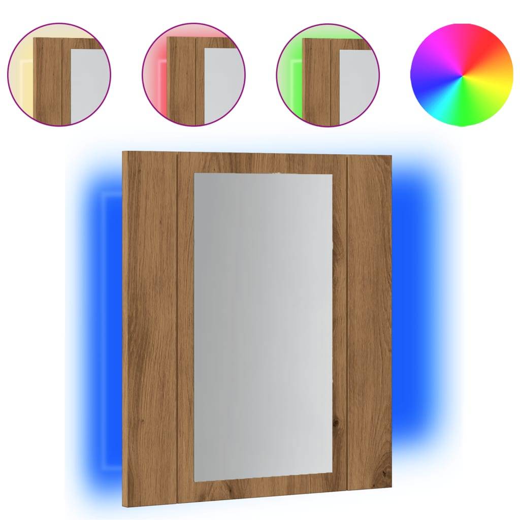 vidaXL LED-Spiegelschrank Artisan-Eiche 40x12x45 cm Holzwerkstoff