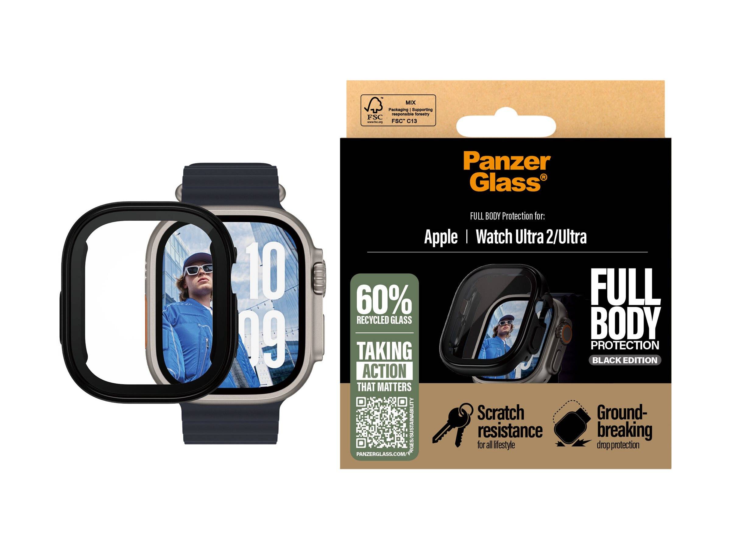 PanzerGlass Snappie - Black Edition - Stoßstange für Smartwatch - Vollkörper, massiv - Polyethylenterephthalat (PET)