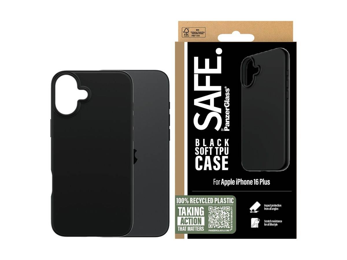 PANZERGLASS - SAFE. by PanzerGlass - Hintere Abdeckung für Mobiltelefon - 100 % recyceltes thermoplastisches Polyurethan