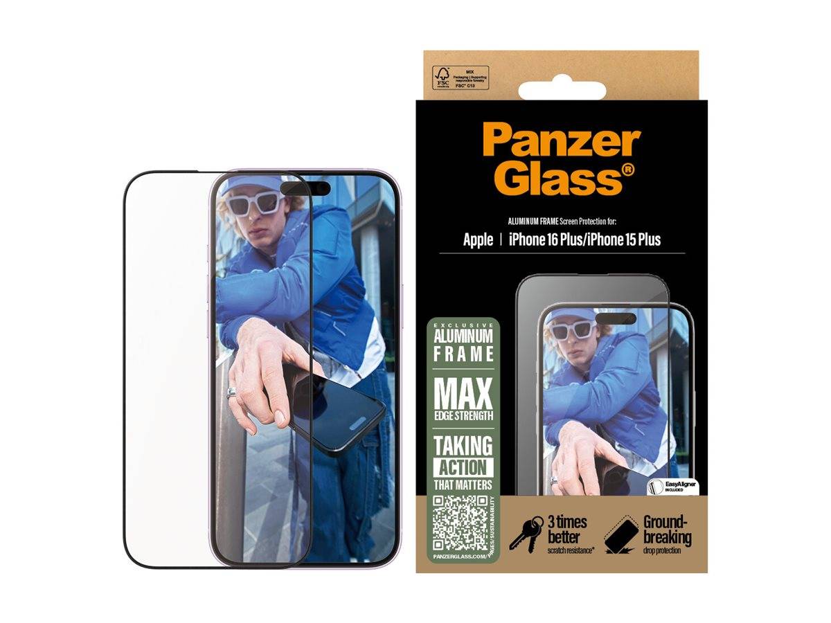 PanzerGlass - Bildschirmschutz für Handy - ultra-wide fit, aluminum frame
