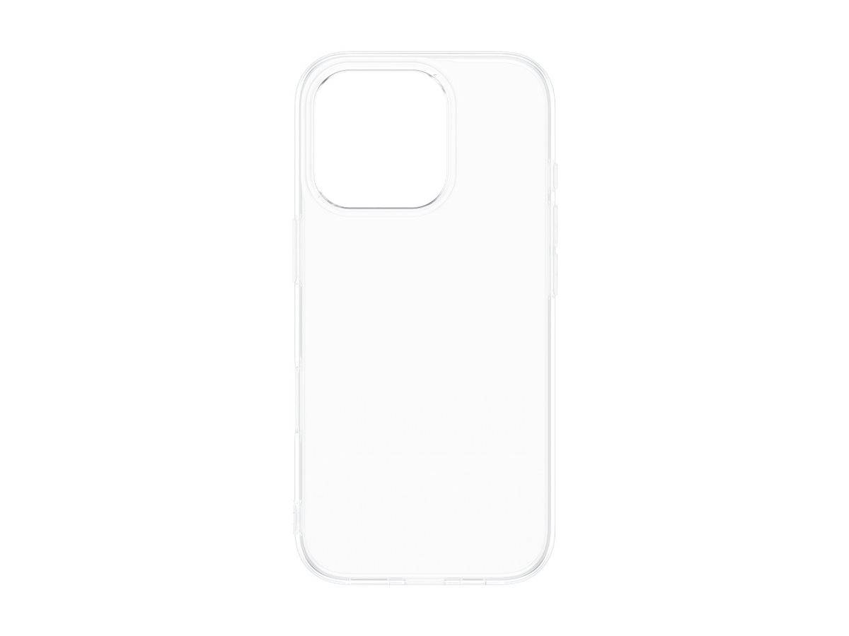 Weiße Smartphone-Schutzhülle in Vorderansicht mit großem quadratischen Kameraausschnitt oben links.