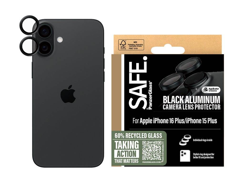 SAFE by Schutzglass iPhone 16 6,1″ / Plus 6,7″ Objektivschutz schwarz/schwarz SAFE95890