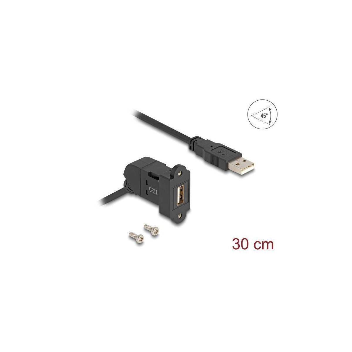 67151 - USB 2.0 Typ-A Einbaubuchse 45 gewinkelt zu Typ-A Stecker mit 30 cm Kabel
