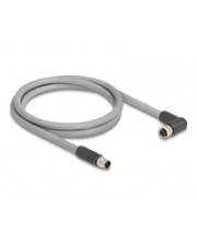 Delock M12 Kabel L-kodiert 5 Pin Stecker gerade zu Buchse rechts gewinkelt PUR 5-polig