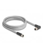 Delock M12 Kabel L-kodiert 5 Pin Stecker rechts gewinkelt zu Buchse gerade PUR 5-polig