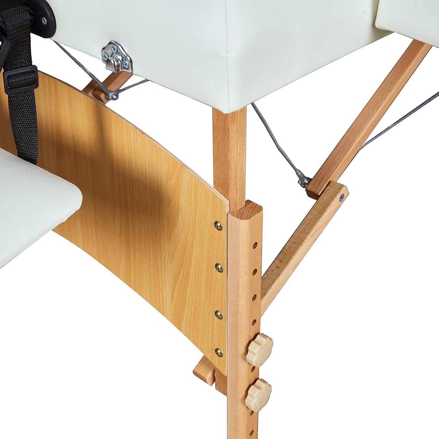 Massageliege Mobile Massagetisch 2 Zonen Tragebares Massagebett höhenverstellbar Holzfüßen inkl. Kopfstütze & Armlehnen 213 × 82 x 85,5 cm bis 25