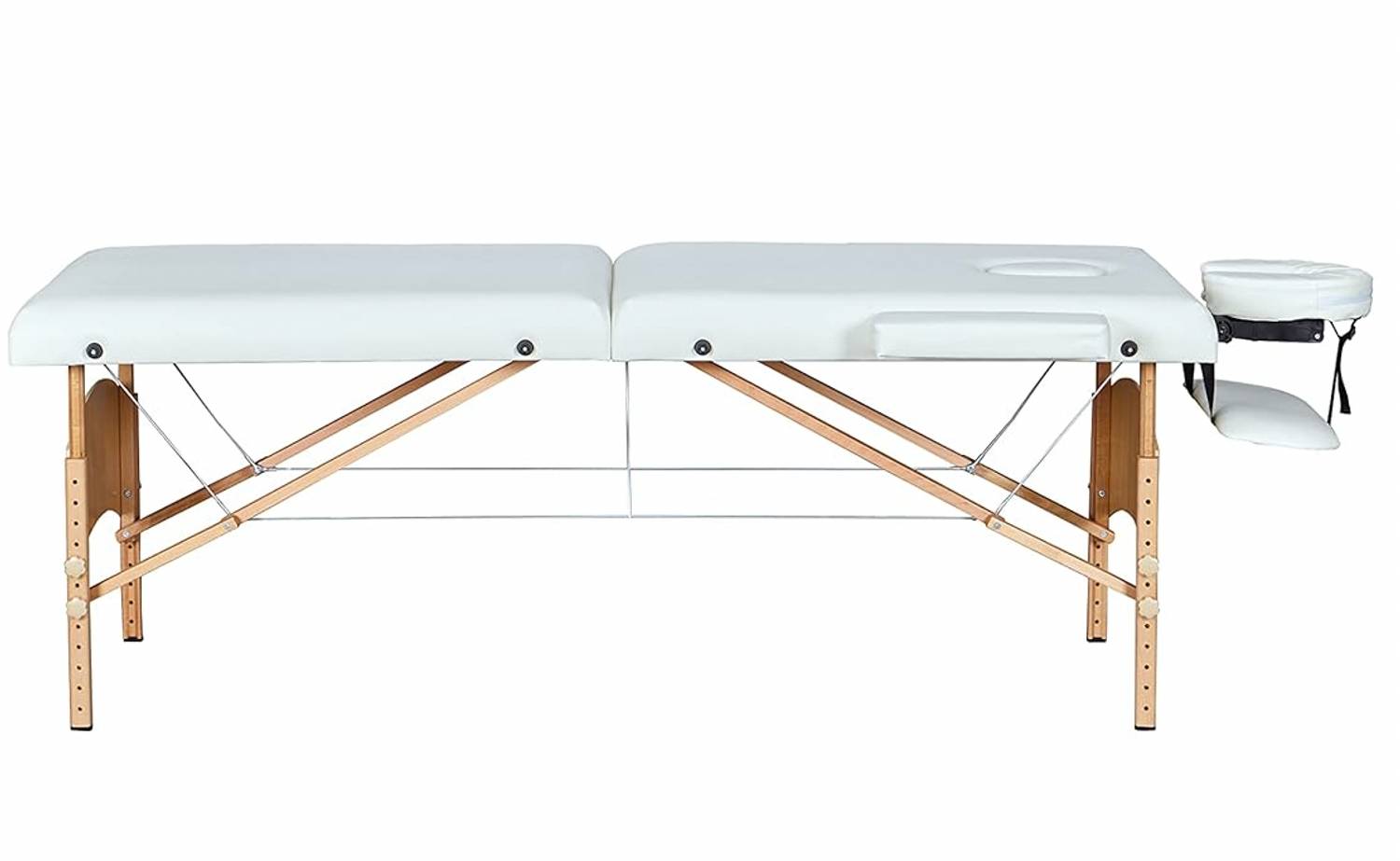 Massageliege Mobile Massagetisch 2 Zonen Tragebares Massagebett höhenverstellbar Holzfüßen inkl. Kopfstütze & Armlehnen 213 × 82 x 85,5 cm bis 25